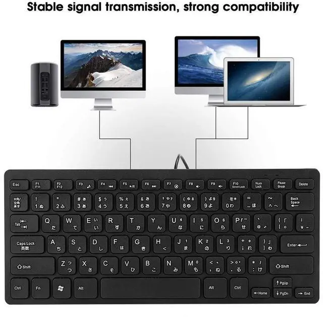 Alt view image 2 of 5 - Wired Mini Japanese Keyboard, USB Ergonomic Keyboard Ultra-Thin 78 Key for Desktop, Computer, PC Gamers(Black)