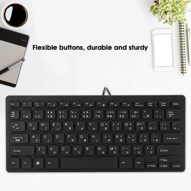 Alt view image 4 of 5 - Wired Mini Japanese Keyboard, USB Ergonomic Keyboard Ultra-Thin 78 Key for Desktop, Computer, PC Gamers(Black)