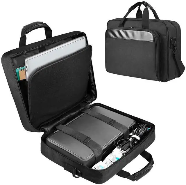 Main image of Double-Layer Portable Mobile Printer Storage Bag with 16.14 in Compatible with HP Tango/Tango X, HP Officejet 250/200 Printer Carrying Case with Laptop Layer, Shoulder & Trolley Strap