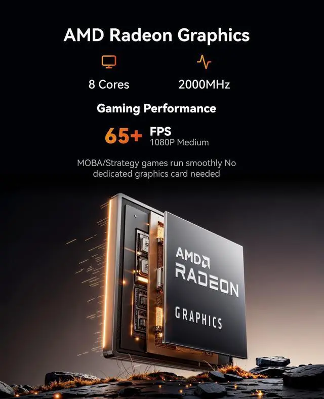 Alt view image 4 of 5 - ACEMAGICIAN Kron Mini K1 Mini PC, Ryzen 7 7730U (Upgraded 5825U/7430U) up to 4.5Ghz, 16GB RAM 512GB SSD Micro Computer Support 4K, Desktop PC with WiFi6/BT5.2/Pre Win11Pro, Home Office Casual Gaming