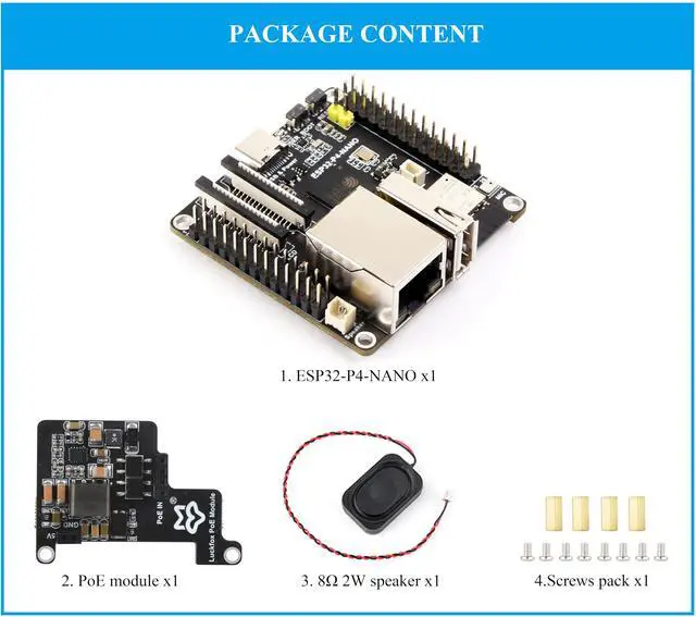 Alt view image 2 of 5 - ESP32-P4-NANO Development Board, ESP32-P4 Chip: RISC-V Dual-Core and Single-Core Processors, Human-Machine Interfaces: MIPI-CSI, MIPI-DSI, USB, ETH, etc. Comes with Speaker and PoE Module, 4 Items