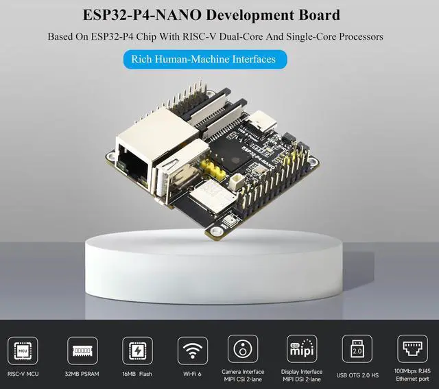 Alt view image 3 of 5 - ESP32-P4-NANO Development Board, ESP32-P4 Chip: RISC-V Dual-Core and Single-Core Processors, Human-Machine Interfaces: MIPI-CSI, MIPI-DSI, USB, ETH, etc. Comes with Speaker and PoE Module, 4 Items