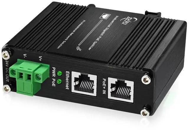 Main image of Htfoevrxs Industrial Gigabit 30W PoE+ Splitter IEEE802.3at/af 24V DC Output with Terminal Block, 10/100/1000Mbps, -40~80°C Power Supply for Security Cameras, Access Control Systems