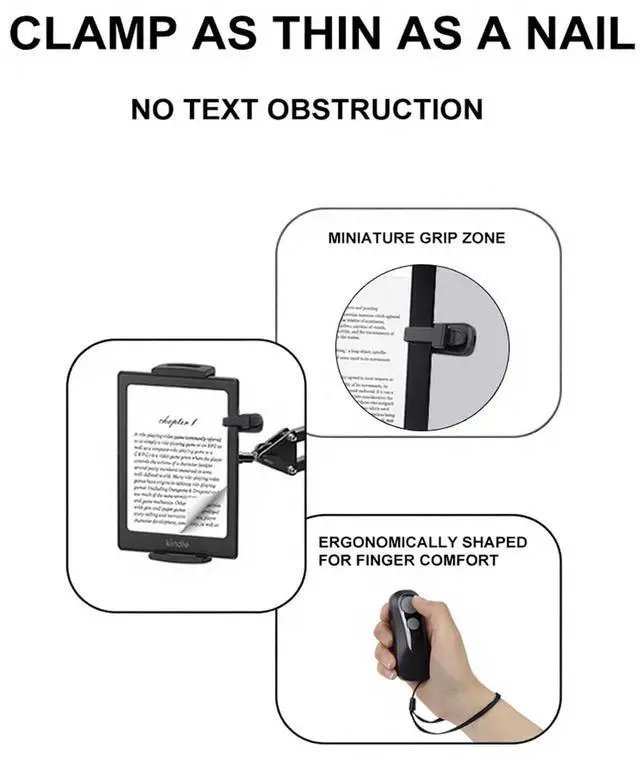 Alt view image 4 of 5 - Quehun Telescopic Stand Floor Kindle Holder with Remote Page Turner,19"62" Height Range Stand for Reading in Bed,Metal Tablet with Clicker,Kindle Accessories for Tablet iPhone 4.7-12.9''