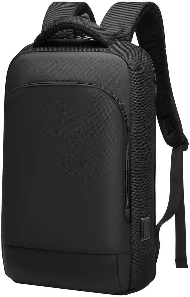 Main image of MANETTA Slim Laptop Backpack for Men, Business Backpack with Charging Port, Tech Backpack for 15.6 inch Laptop for Work Office (Black)