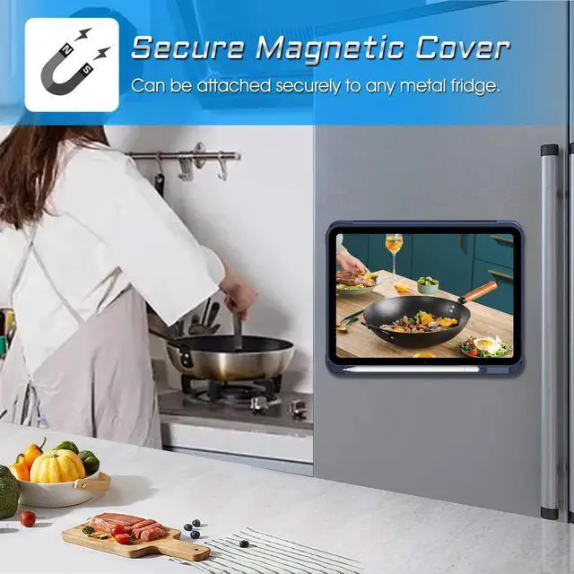 Alt view image 5 of 5 - Fintie Magnetic Stand Case for iPad (A16) 11th Generation 11 Inch (2025), iPad 10th Generation 10.9 Inch (2022) - Multiple Angles Shockproof Rugged Soft TPU Cover with Pencil Holder, Navy