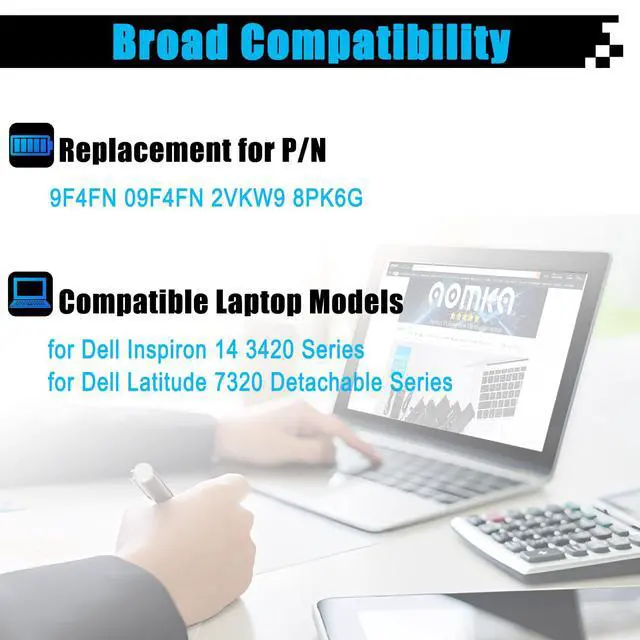 Alt view image 3 of 5 - AOMKA 9F4FN Laptop Battery Replacement for Dell Latitude 7320 Detachable Ins piron 14 3420 Series 09F4FN 2VKW9 8PK6G