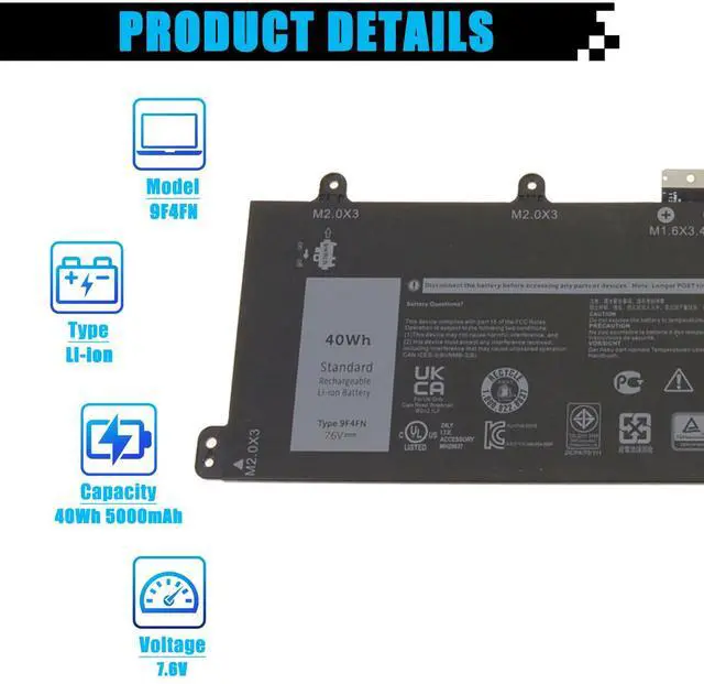 Alt view image 2 of 5 - AOMKA 9F4FN Laptop Battery Replacement for Dell Latitude 7320 Detachable Ins piron 14 3420 Series 09F4FN 2VKW9 8PK6G