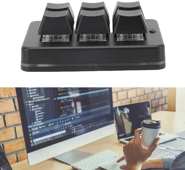 Alt view image 5 of 5 - 6 Key One Handed Keypad, 2.4G BT USB Mechanical Macro Programmable 6 Key Gaming Keyboard 3 Modes Customized KeyPad Blue Switch with ElfKey Software for Video Gameing OSU Office