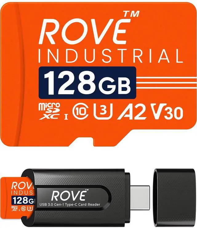 Main image of ROVE Industrial 128GB Micro SD Card with USB 3.0 Type C Card Reader, High Endurance microSDXC Memory Card 100MB/s Read Speed, C10, U3, V30, 4K, A2 for Dash Cam, Android Smart Phones, Tablets, Games