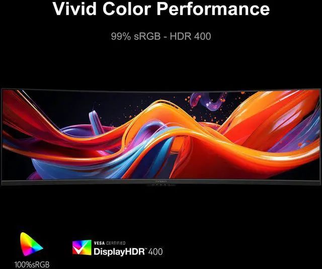 Alt view image 5 of 5 - INNOCN 49" Curved Monitor Ultrawide DQHD 120Hz 32:9 5120 x 1440P Computer Monitor, R1800, 99% sRGB, HDR400, USB Type C, DisplayPort, HDMI, Built-in Speakers, Height/Tilt Adjustable - Black