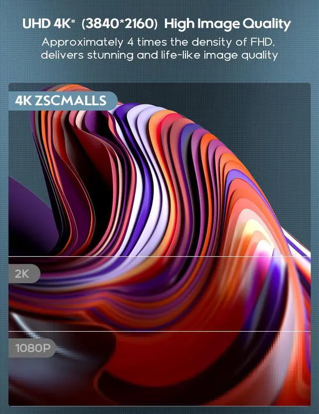 Alt view image 4 of 5 - ZSCMALLS 17.3'' 4K Portable Monitor for Laptop, 3840P×2160P IPS Large Screen with HDR, 1500:1 FreeSync, Ultra Slim & Eye Care,Travel Monitor External Screen for Laptop, PC, PS5, Mac, Xbox