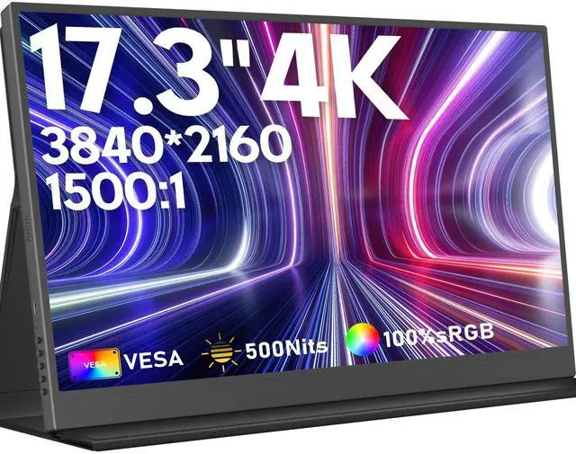 Main image of ZSCMALLS 17.3'' 4K Portable Monitor for Laptop, 3840P×2160P IPS Large Screen with HDR, 1500:1 FreeSync, Ultra Slim & Eye Care,Travel Monitor External Screen for Laptop, PC, PS5, Mac, Xbox