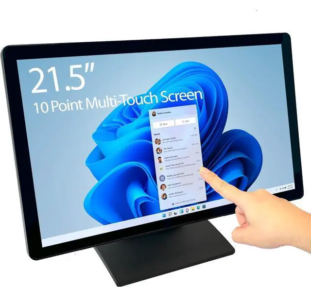 Alt view image 5 of 5 - 22-inch (21.5 Viewable) Capacitive LED 10 Point Multi-Touch HDMI VGA Monitor with 16:9 Display 1080p, True Flat Seamless Design Touchscreen, Great for Office, POS, Retail, Restaurant