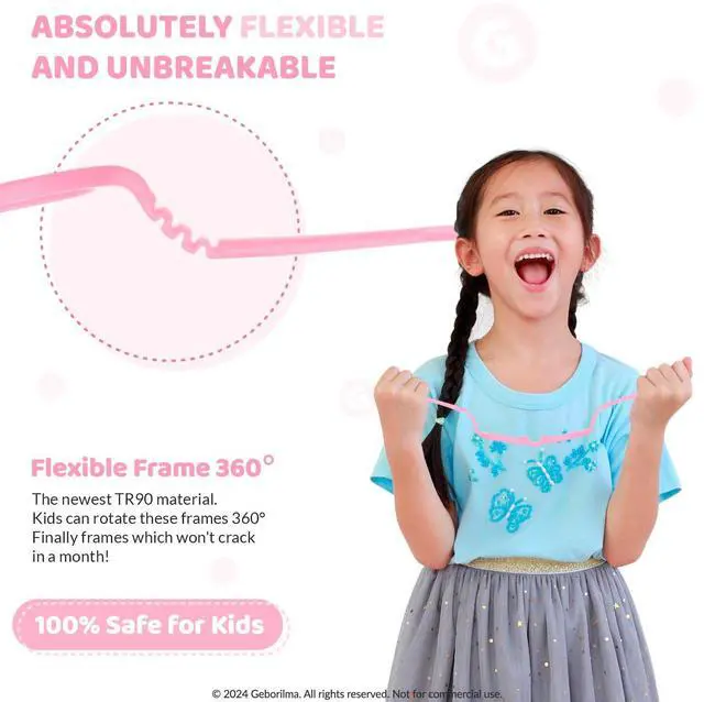 Alt view image 3 of 5 - Geborilma Kids Flexible Glasses Size M Unbreakable Eyeglasses for Kids Prescription Sports Glasses 7-9 y