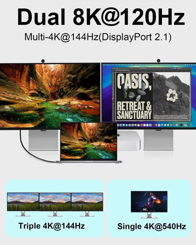 Alt view image 3 of 5 - Thunderbolt 5 Cable 6.6Ft Compatible, 80Gbps USB4 Cable, PD3.1 240W Charging, 120Gbps Video Bandwidth, 16K/8K, Braided USB C Video Cables for iPhone 17, MacBook Pro, Mac mini, PSSD, USB C Display 2m