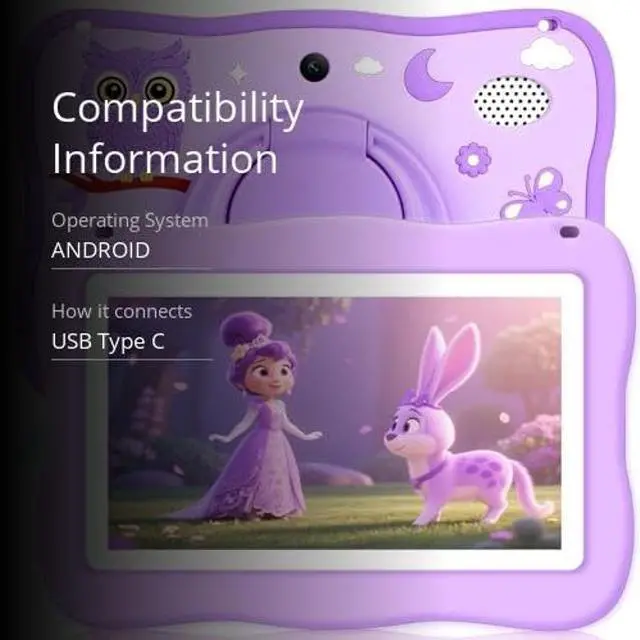 Alt view image 3 of 5 - Kids Tablet 7IN Toddler Tablet for Kids, Children Tablets for Toddlers with Parental Controls, Camera, Shockproof Case, Kids Learning Apps Pre-installed Kids Educational Tablets for Boy Girl (purple)