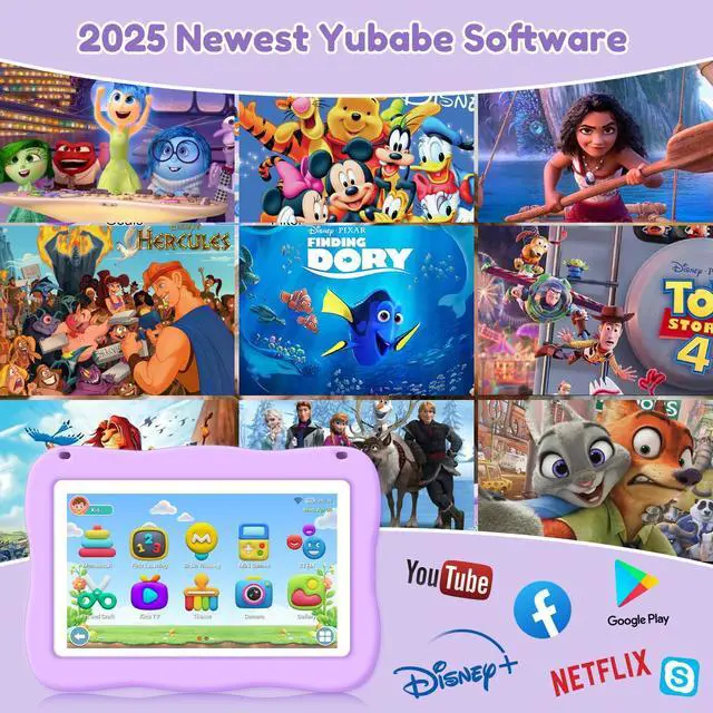 Alt view image 4 of 5 - Kids Tablet 7IN Toddler Tablet for Kids, Children Tablets for Toddlers with Parental Controls, Camera, Shockproof Case, Kids Learning Apps Pre-installed Kids Educational Tablets for Boy Girl (purple)