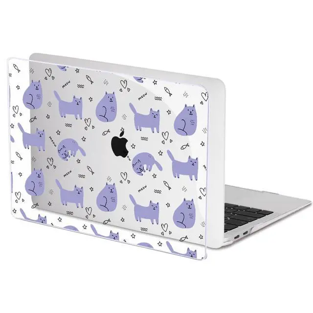 Alt view image 3 of 5 - LCMOCICO Compatible with 2021 2020 2019 2018 MacBook Air 13 inch Case M1 A2337 A2179 A1932 Touch ID, Crystal Clear Pattern Plastic Hard Shell Case for MacBook Air 13 inch M1 2021, Cute Cat & Fish