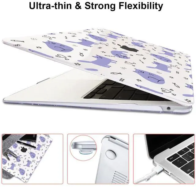 Alt view image 5 of 5 - LCMOCICO Compatible with 2021 2020 2019 2018 MacBook Air 13 inch Case M1 A2337 A2179 A1932 Touch ID, Crystal Clear Pattern Plastic Hard Shell Case for MacBook Air 13 inch M1 2021, Cute Cat & Fish