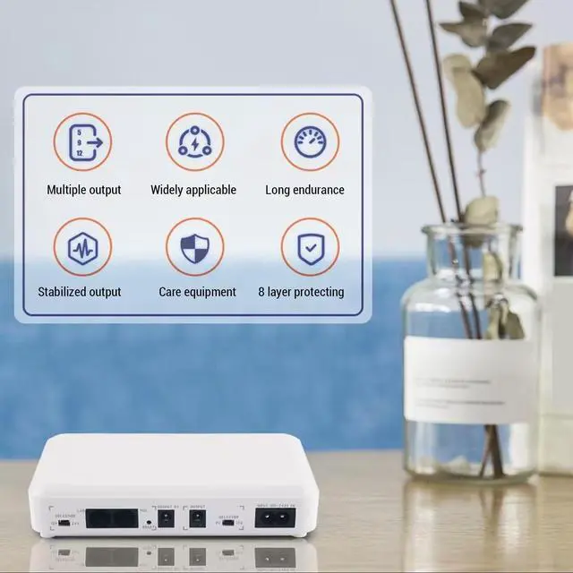 Alt view image 5 of 5 - Walfront Mini UPS for Router Modem 8000mAh 5V 9V 12V POE 15V 24V Output Battery Backup Uninterruptible Power Supply (US Plug)