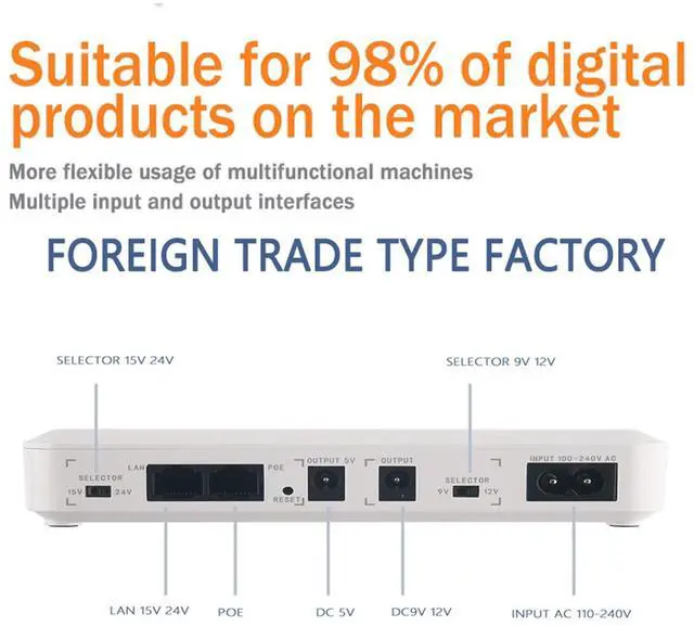 Alt view image 3 of 5 - Walfront Mini UPS for Router Modem 8000mAh 5V 9V 12V POE 15V 24V Output Battery Backup Uninterruptible Power Supply (US Plug)