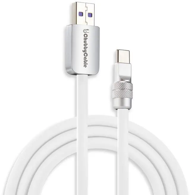 Main image of chubbycable Chubby 2.0 Fast Charging Cable Durable Soft Silicone USB C Cable 120W Extra Thick Charger Cord Compatible with iPhone 17-15 Series iPad, White, USB-A to Type-C, 9.8 FT