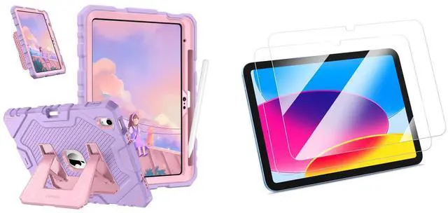 Main image of Fintie Kids Friendly Case for iPad (A16) 11th Generation 11 Inch (2025), iPad 10th Generation 10.9 Inch (2022) Bundle with 2 Pack Fintie Tempered Glass Screen Protector
