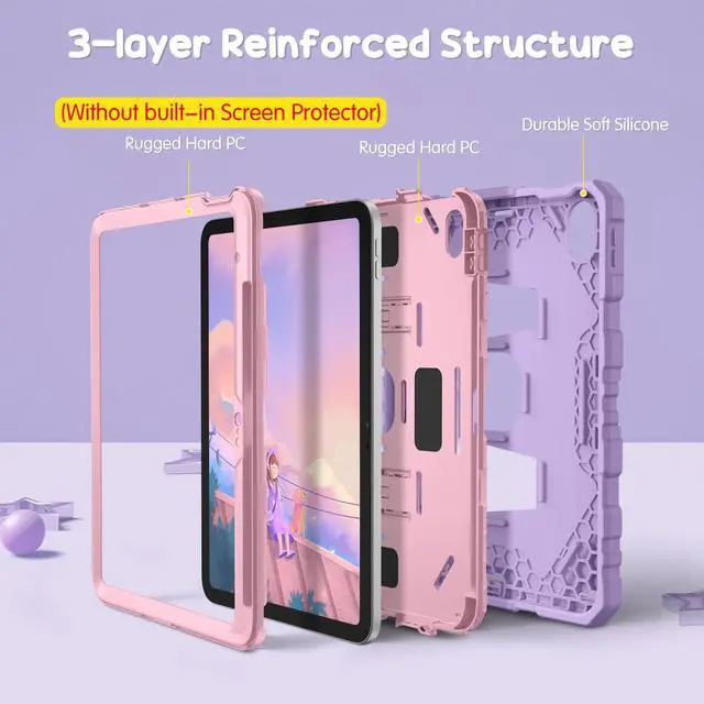 Alt view image 3 of 5 - Fintie Kids Friendly Case for iPad (A16) 11th Generation 11 Inch (2025), iPad 10th Generation 10.9 Inch (2022) Bundle with 2 Pack Fintie Tempered Glass Screen Protector