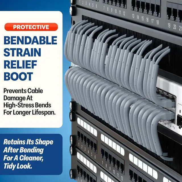 Alt view image 3 of 5 - Everest Ultra Slim Cat6a Ethernet Patch Cables 6ft (24-Pack) Gray - 10GB Cat 6a Patch Cable - Bendable, Flexible & Thin Ethernet Cable - Space Saving 32AWG 550MHZ Cat6a Cables - 100% Copper Wires