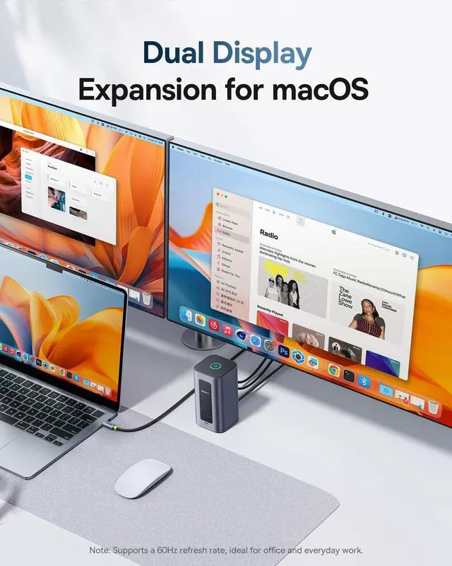 Alt view image 2 of 5 - Baseus Docking Station Dual Monitor for macOS/Win, Nomos Mac Air(12 in 1) Laptop Docking Station with 4K HDMI, 10Gbps USB Ports, 1Gbps Ethernet, PD 100W(No Power Adapter)