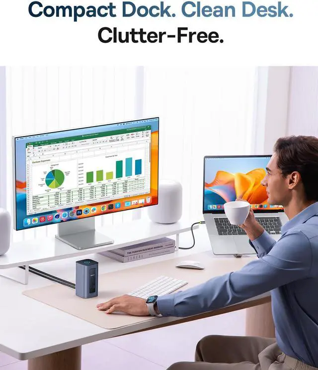 Alt view image 4 of 5 - Baseus Docking Station Dual Monitor for macOS/Win, Nomos Mac Air(12 in 1) Laptop Docking Station with 4K HDMI, 10Gbps USB Ports, 1Gbps Ethernet, PD 100W(No Power Adapter)