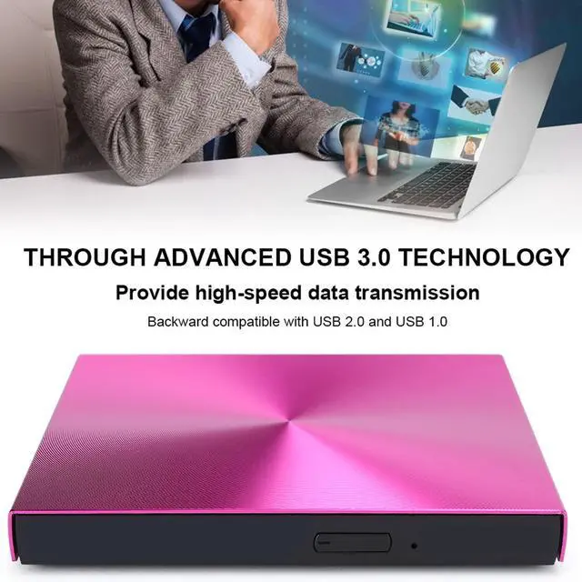 Alt view image 4 of 5 - Cuifati DVD CD Writer,USB 3.0 External Reader Player Record Driver,HighQuality Aluminum Alloy DVD CD Writer,Plug and Play Slim External DVD for PC Laptop Desktop()