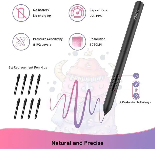 Alt view image 2 of 5 - Drawing Tablet,VEIKK S640 Digital Graphics Tablet, 6x4 Inch Ultra-Thin Portable OSU! Tablet, Battery-Free Stylus for OSU! Game and Teaching Online Classes,Support Windows Mac Linux Android OS