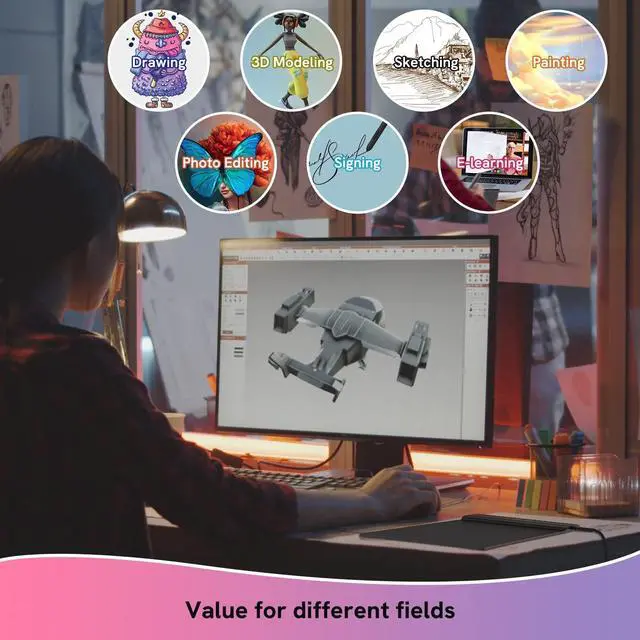 Alt view image 5 of 5 - Drawing Tablet,VEIKK S640 Digital Graphics Tablet, 6x4 Inch Ultra-Thin Portable OSU! Tablet, Battery-Free Stylus for OSU! Game and Teaching Online Classes,Support Windows Mac Linux Android OS