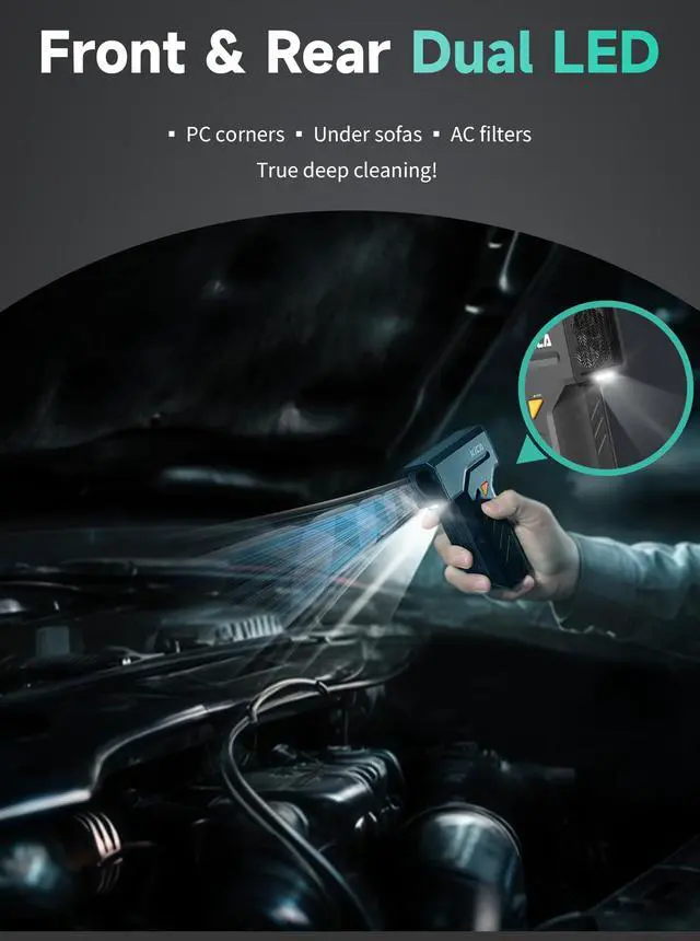 Alt view image 4 of 5 - Kica Jet Fan Ultra Cordless Air Duster - 171W Turbo Motor, 130,000 RPM, 48m/s Hurricane Wind, 4 Magnetic Nozzles, Dual LED Lights, 5H Runtime, for PC/Keyboard/Car Cleaning