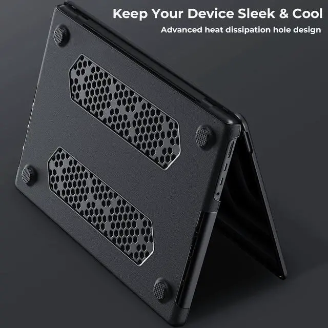 Alt view image 3 of 5 - BlueSwan Case Compatible with MacBook Pro 14 inch, M5/M4/M3/M2/M1 Pro/Max Chip (2021-2025), Slim Protective Shell Cover, Advanced Cooling Ventilation, Business Executive Style, Black