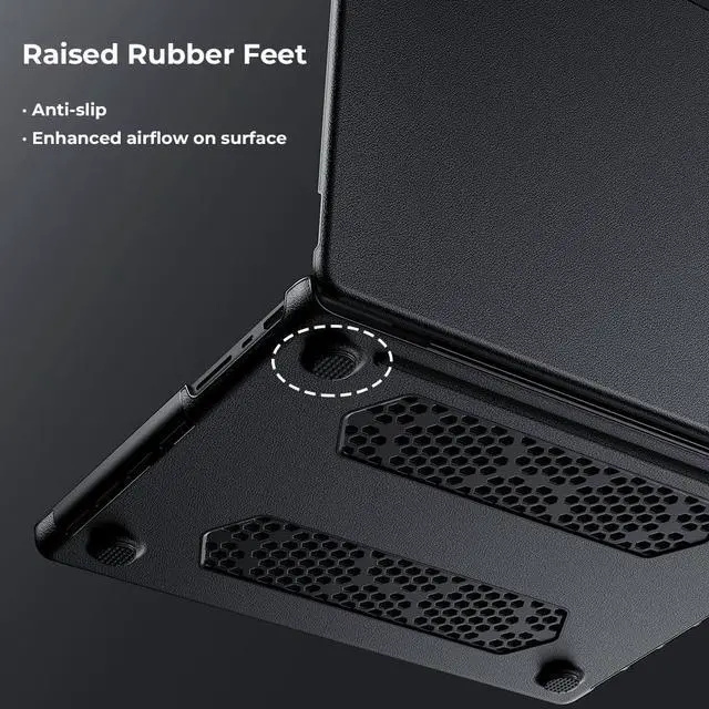 Alt view image 4 of 5 - BlueSwan Case Compatible with MacBook Pro 14 inch, M5/M4/M3/M2/M1 Pro/Max Chip (2021-2025), Slim Protective Shell Cover, Advanced Cooling Ventilation, Business Executive Style, Black