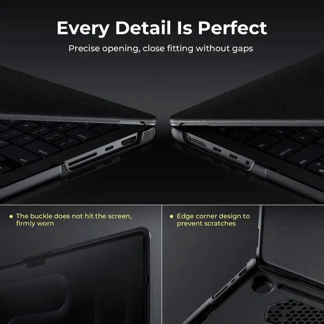 Alt view image 5 of 5 - BlueSwan Case Compatible with MacBook Pro 14 inch, M5/M4/M3/M2/M1 Pro/Max Chip (2021-2025), Slim Protective Shell Cover, Advanced Cooling Ventilation, Business Executive Style, Black