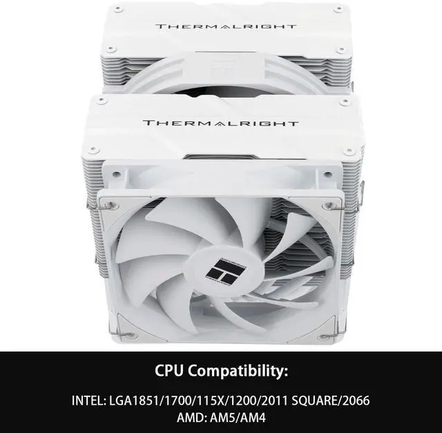 Alt view image 3 of 5 - Thermalrlght Peerless Assassin 140 White CPU Cooler, 6 Heat Pipes PC Cooling, Dual Towers and Dual PWM Fans, Computer CPU Air Cooler for AMD:AM4 AM5&Intel LGA1150/1151/1200/1700/1851,White
