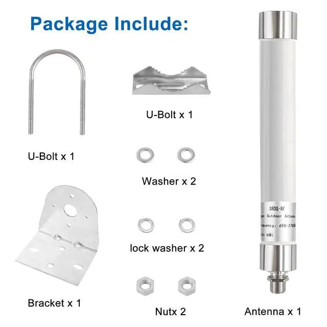 Alt view image 3 of 5 - XRDS-RF 4G LTE Antenna 6dBi Omni-Directional Outdoor Fixed Mount Antenna with N Female Connector for Router, Modem, Radio, Signal Amplifier 2PCS