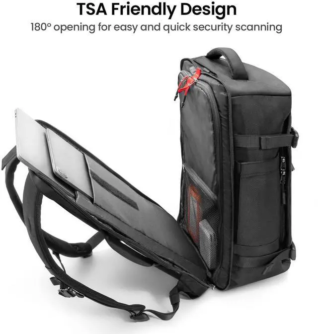 Alt view image 4 of 5 - tomtoc Travel Backpack 40L, TSA Friendly Flight Approved Carry-on Luggage Hand Water-resistant Lightweight Business Rucksack, Durable Large Weekender Bag Daypack Fits 17.3 Inch Laptop, PFAS Free