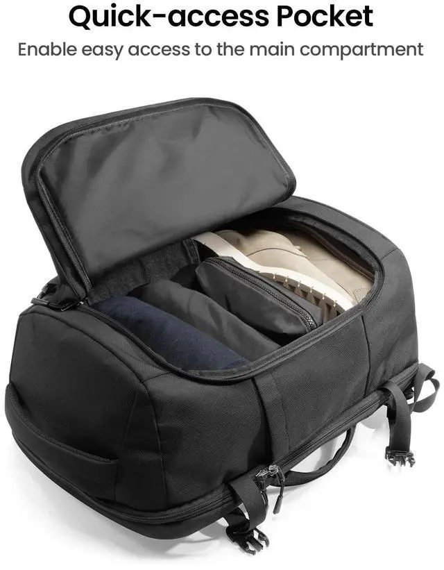 Alt view image 5 of 5 - tomtoc Travel Backpack 40L, TSA Friendly Flight Approved Carry-on Luggage Hand Water-resistant Lightweight Business Rucksack, Durable Large Weekender Bag Daypack Fits 17.3 Inch Laptop, PFAS Free