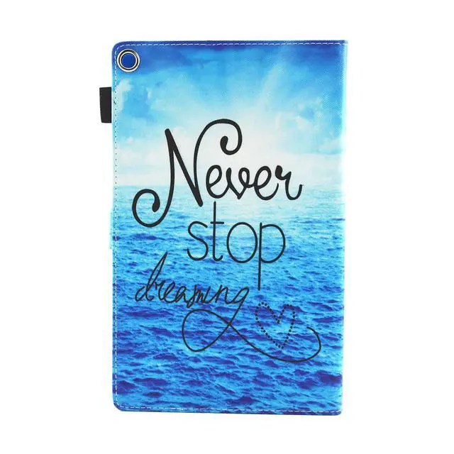 Alt view image 5 of 5 - UUcovers Case for Amazon Kindle Fire HD 10 Tablet 9th/7th Generation (2019/2017) 10.1 inch with Pencil Holder/Pocket [Auto Wake/Sleep] Smart Stand PU Leather Magnetic Wallet Cover, Never Stop Beach