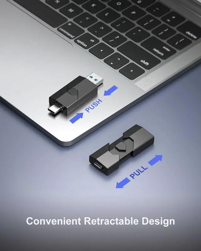 Alt view image 4 of 5 - RAOYI 512GB USB C Flash Drive 2 in 1 Type C + USB 3.0 Flash Drive Dual OTG Retractable Type-C Thumb Drive Portable USB-C Memory Stick for iPhone 17/16/15 iPad Pro Android Smartphone Tablet PC (Black)