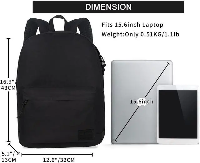 Alt view image 3 of 5 - SUPACOOL Lightweight Casual Laptop Backpack with USB Charging Port and Set of 8 Black Travel Mesh Organizer Bags