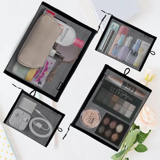 Alt view image 2 of 5 - SUPACOOL Lightweight Casual Laptop Backpack with USB Charging Port and Set of 8 Black Travel Mesh Organizer Bags