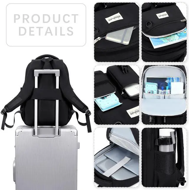 Alt view image 4 of 5 - abshoo Large Heavy Duty Backpack For School College Bookbag Casual Multi Pocket Travel Backpacks (Black)