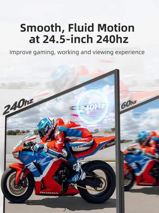 Alt view image 3 of 5 - Portable Monitor 24.5 240Hz, Gaming Monitor with FreeSync, HDR, 0.1ms, 180° Adjustable Kickstand & VESA, USB-C & HDMI, 2000:1 Contrast, 400Nits IPS Large Travel Second Screen for Laptop, Game Console