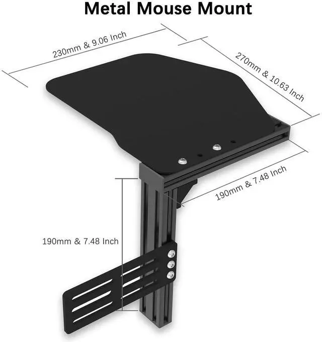 Alt view image 2 of 5 - EG STARTS 1x Metal Extend Mouse Pad Holder Platform, Adjustable Horizontally & Height for Desk & Chair Extend Metal Computer Mouse Desk Mount Pads, Flight Joystick Mount Extension Attachment